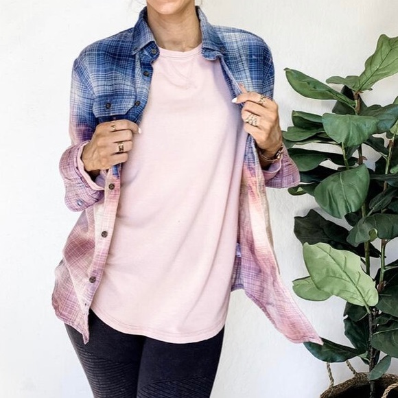 Blue Plaid Bleached Flannel - Picture 2 of 3